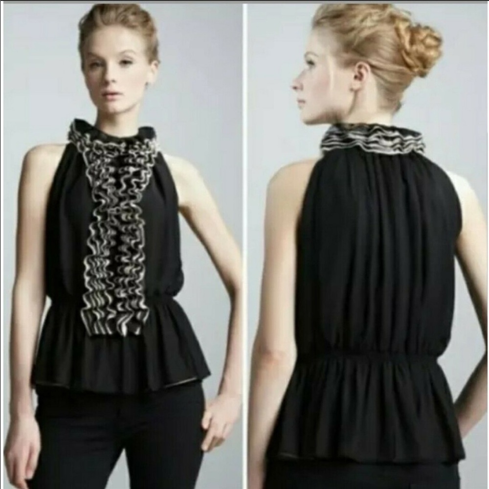 black chiffon sleeveless top chiffon lace ruffles